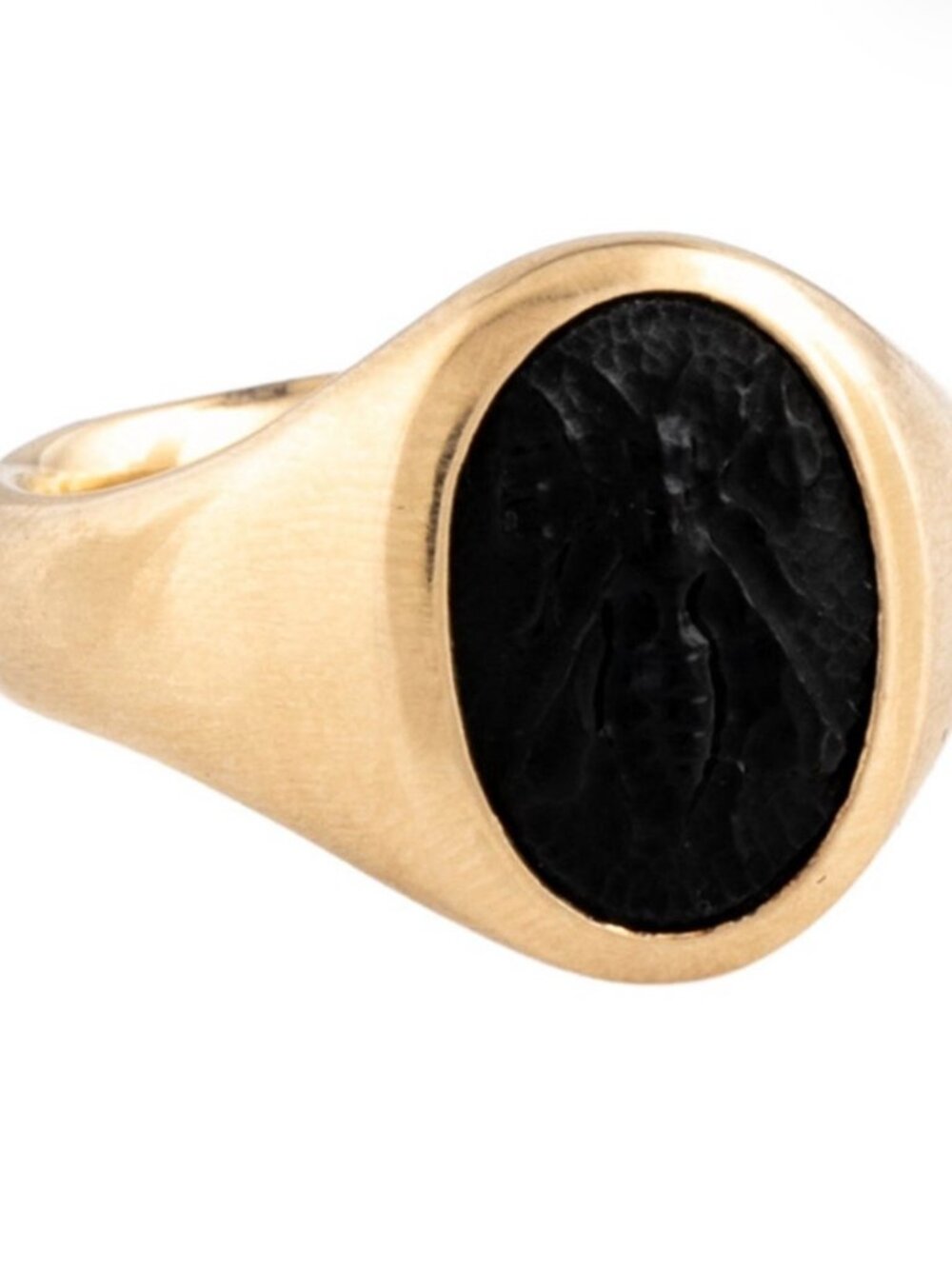 DAVID YURMAN 18K 750 YELLOW GOLD ONYX BEE PINKY RING